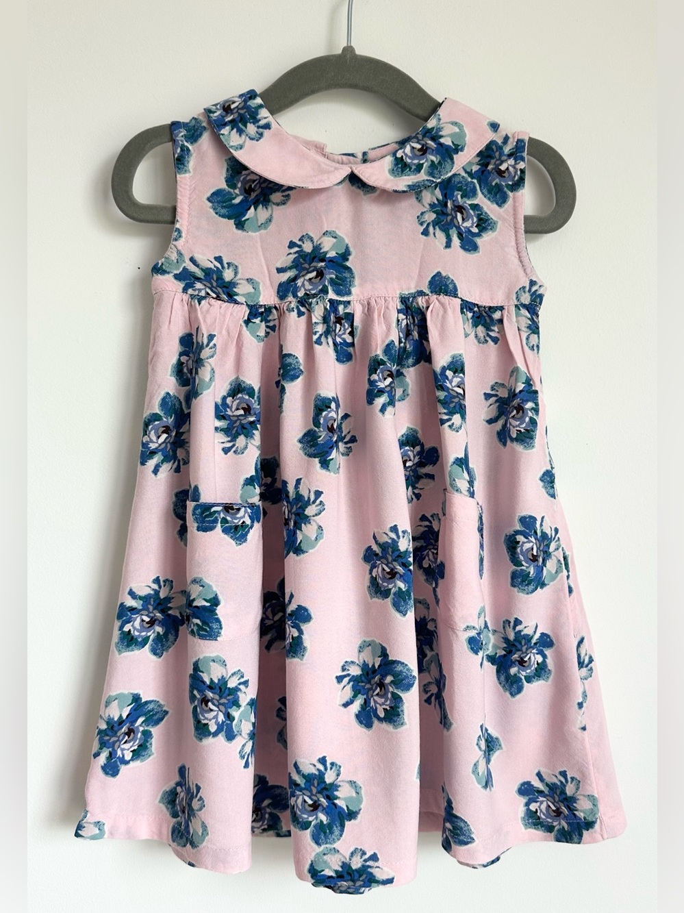 CATH KIDSTON Girls Pink Floral Peter Pan Collar Dress Size 12-18 Months